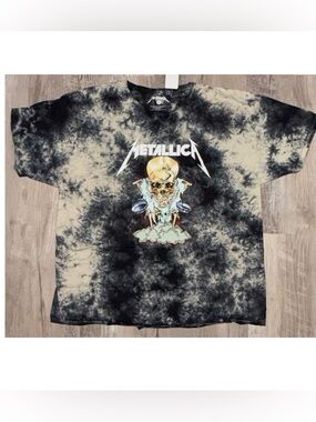 Metallica Black & Cream Tie-Dye Skull Graphic Tee - Men